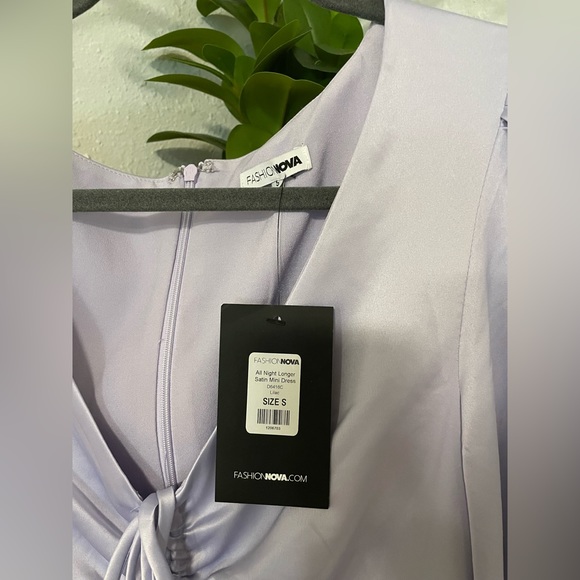 NWT FN All Night Longer Satin Mini Dress in Lilac - Picture 10 of 11